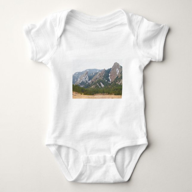 Three Flatirons Boulder Colorado Baby Bodysuit (Front)