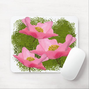 Three Floating Pretty Pink Poppies Mouse Mat