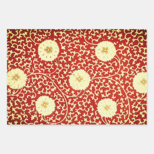 Three floral patterns - elegant Chinese motifs Wrapping Paper Sheet