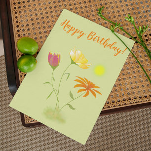 Three Flowers in the Sun - Birthday transparent. Card