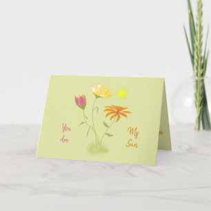 Three Flowers in the Sun - transparent + text. Card