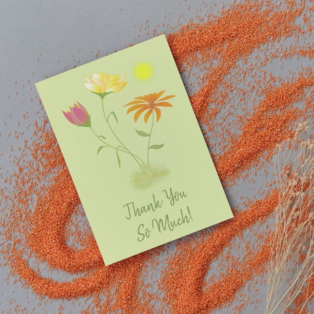 Three Flowers in the Sun - transparent. Thank You Card (Creator Uploaded)