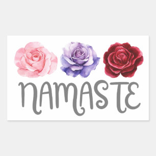 Three Flowers Namaste Rectangular Sticker