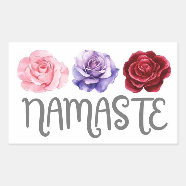 Three Flowers Namaste Rectangular Sticker (Front)