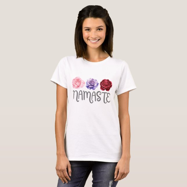 Three Flowers Namaste T-Shirt (Front Full)