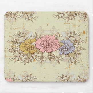 Three Flowers, Vintage Country Floral Mouse Mat