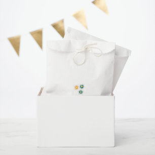 three flowers with green and orange petals favour bags