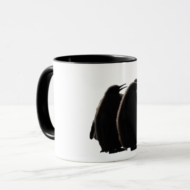 Three fluffy & cute Baby Penguins Mug (Front Left)