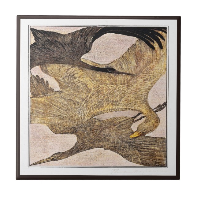 Three Flying Birds Dutch Victorian Art Tile (Front)