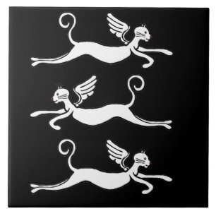 three flying cats tile