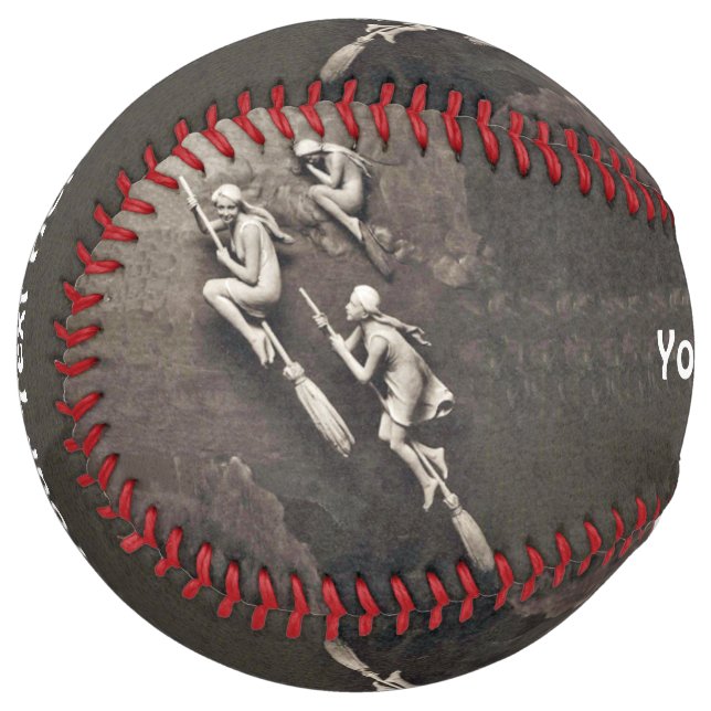 Three Flying Magical Witchy Women in White Browns Softball (Front Left)