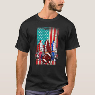 Three Football Gnomes American Flag Football Gnome T-Shirt