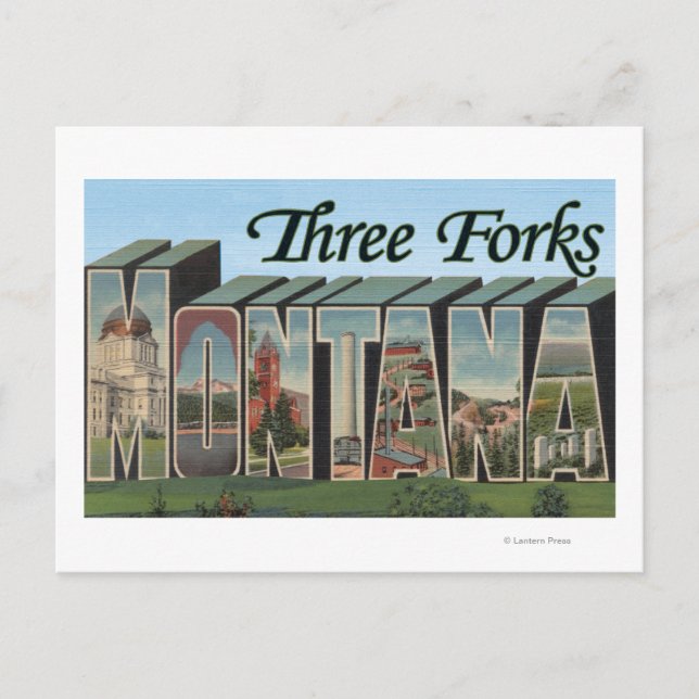Three Forks, Montana Postcard (Front)