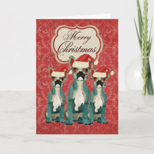 Three French Bulldogs Christmas Card