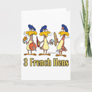 three french hens 3rd third day of christmas holiday card
