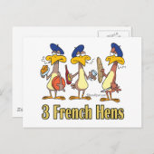 three french hens 3rd third day of christmas holiday postcard (Front/Back)