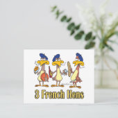 three french hens 3rd third day of christmas holiday postcard (Standing Front)