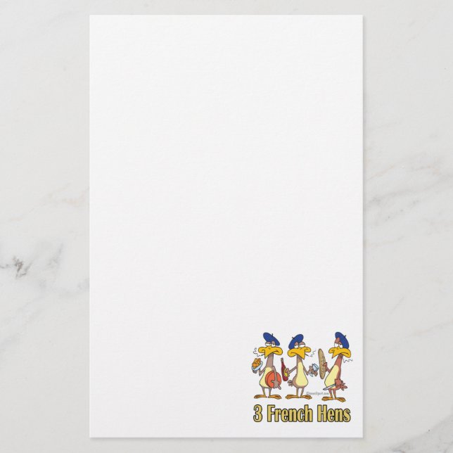 three french hens 3rd third day of christmas stationery (Front)