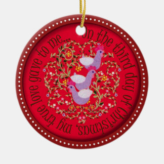 Three French hens Ceramic Tree Decoration