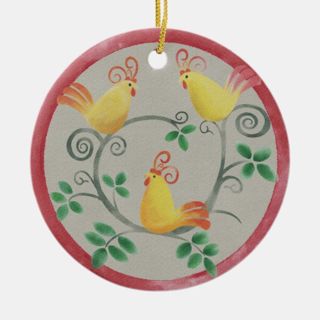 Three French Hens Christmas Ornament (Front)