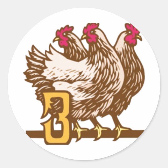 Three French Hens Classic Round Sticker (Front)