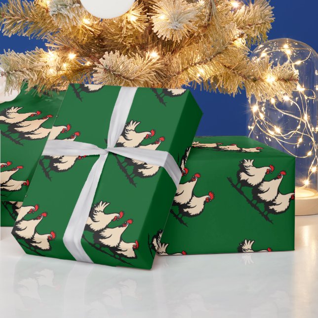 Three French Hens Cut-Out Stencil-Style 4 Wrapping Paper (Holidays)