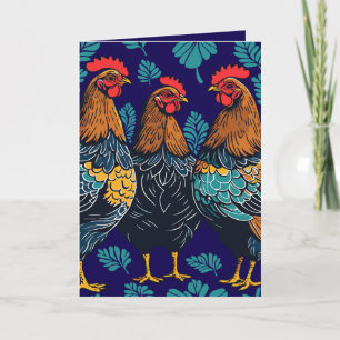 Three French Hens Cut-Out Stencil-Style Holiday Card