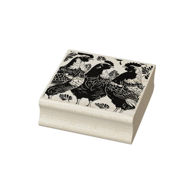 Three French Hens Cut-Out Stencil-Style Rubber Stamp (Stamp)