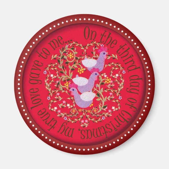 Three French hens Magnet (Front)