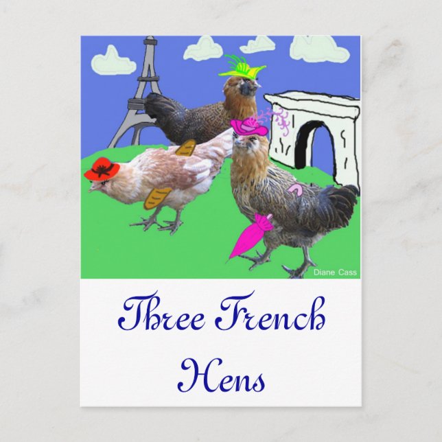 Three French Hens Postcard (Front)