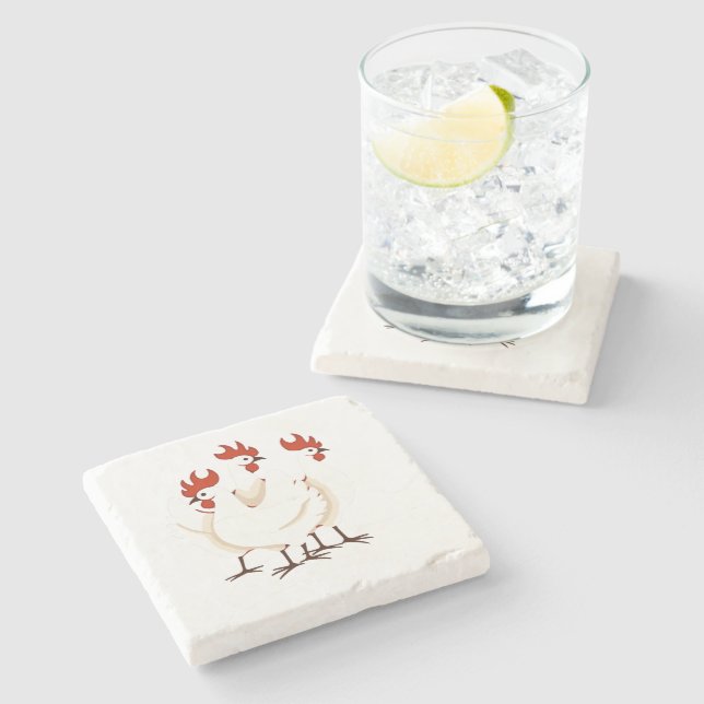 Three French Hens Retro Mid-Century Cut-Out 1 Stone Coaster (Side)