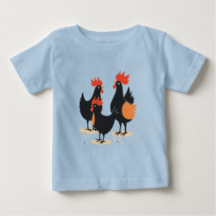 Three French Hens Retro Mid-Century Cut-Out 2 Baby T-Shirt