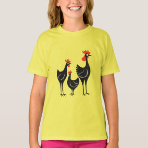 Three French Hens Retro Mid-Century Cut-Out 3 T-Shirt