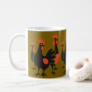 Three French Hens Retro Mid-Century Cut-Out 4 Coffee Mug