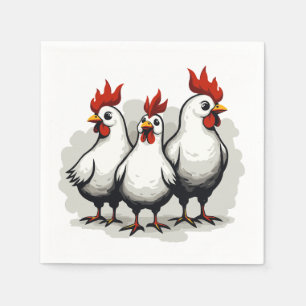 Three French Hens Retro Mid-Century Cut-Out 5 Napkin