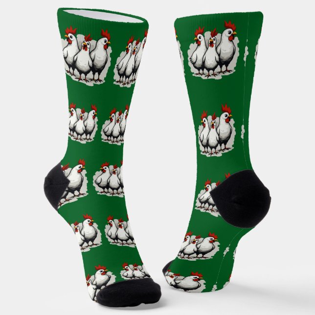 Three French Hens Retro Mid-Century Cut-Out 5 Socks (Angled)