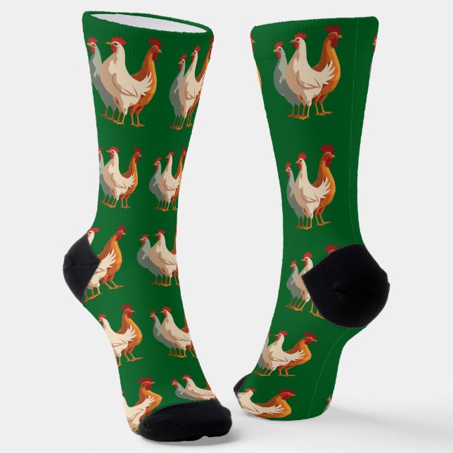 Three French Hens Retro Mid-Century Cut-Out 6 Socks (Angled)