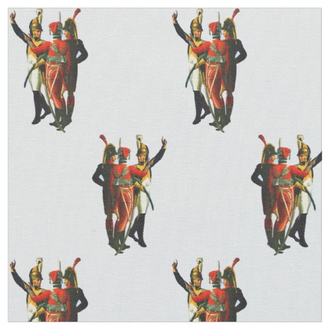three French soldiers circa 1800 print Fabric (Close Up)