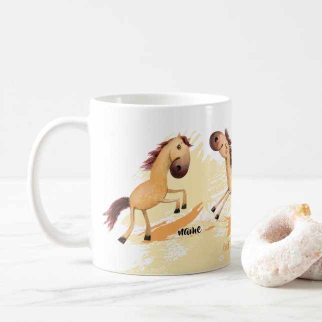 Three friends, Pony. Best friends forever. Coffee Mug (With Donut)