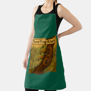Three Frog Knot – Whimsical Amphibian Wordplay Art Apron