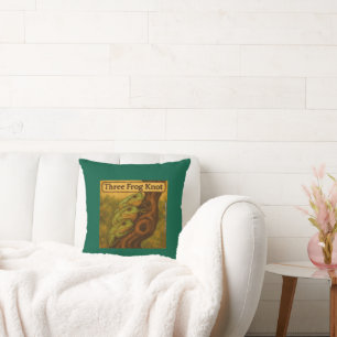 Three Frog Knot – Whimsical Amphibian Wordplay Art Cushion