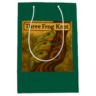 Three Frog Knot – Whimsical Amphibian Wordplay Art Medium Gift Bag