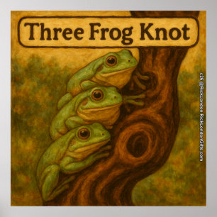 Three Frog Knot – Whimsical Amphibian Wordplay Art Poster