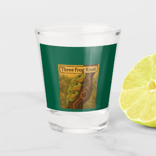 Three Frog Knot – Whimsical Amphibian Wordplay Art Shot Glass