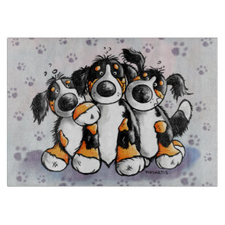 Three Funny Bernese Mountain Dogs Cutting Board