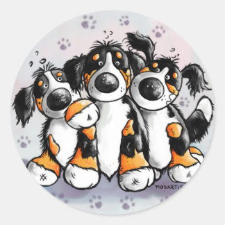 Three Funny Bernese Mountain Dogs Sticker
