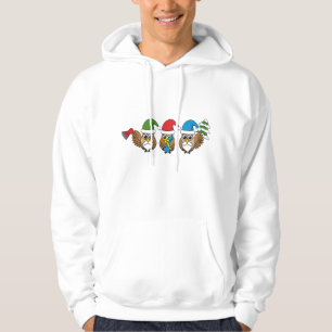 Three Funny Christmas Gnome Owls Hoodie