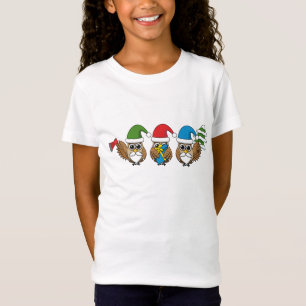 Three Funny Christmas Gnome Owls T-Shirt