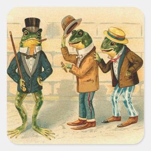 Three Funny Frogs Square Sticker
