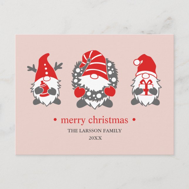 Three Funny Gnomes | Christmas Holidays Holiday Postcard (Front)